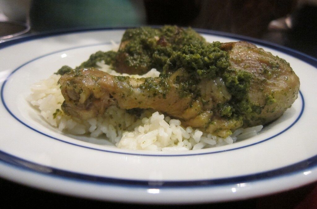 Braised Chicken with Cilantro, Mint and Chiles