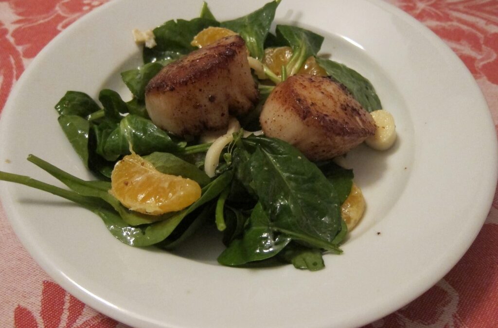 Seared Scallops with Citrusy Greens