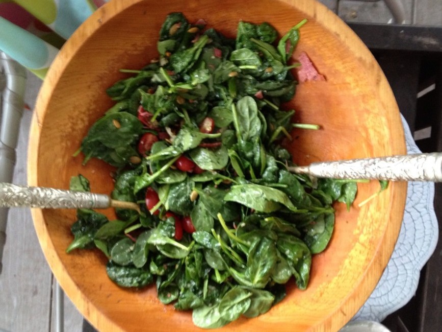 Spinach Salad with Pepitas and Turkey Bacon